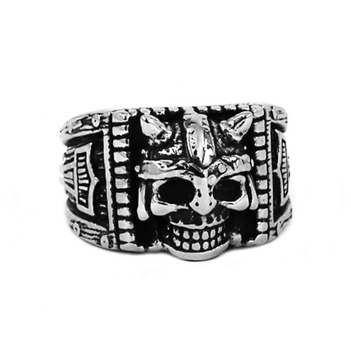 Stainless Steel Jewelry Gothic Biker Skull Ring SWR0626 - Click Image to Close